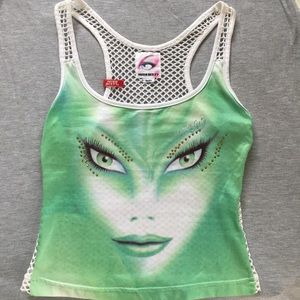 Miss sixty green tank top with mesh back